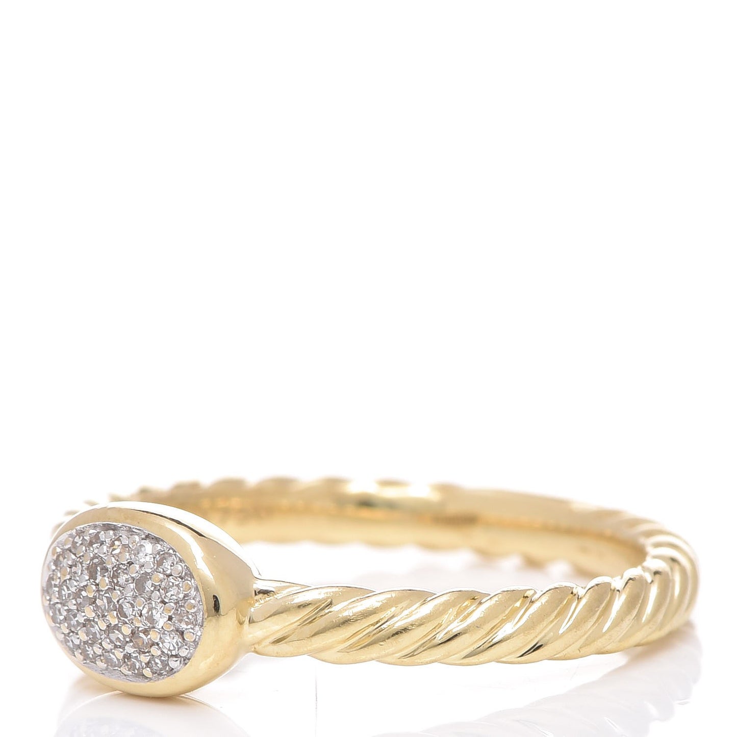 18K Yellow Gold Diamond 6mm Cable Collectibles Oval Ring 49 4.75