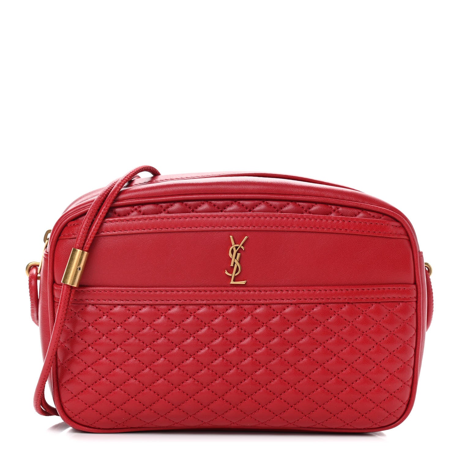 Saint Laurent Lambskin Quilted Monogram Victoire Camera Bag Rouge Eros 1 of 10