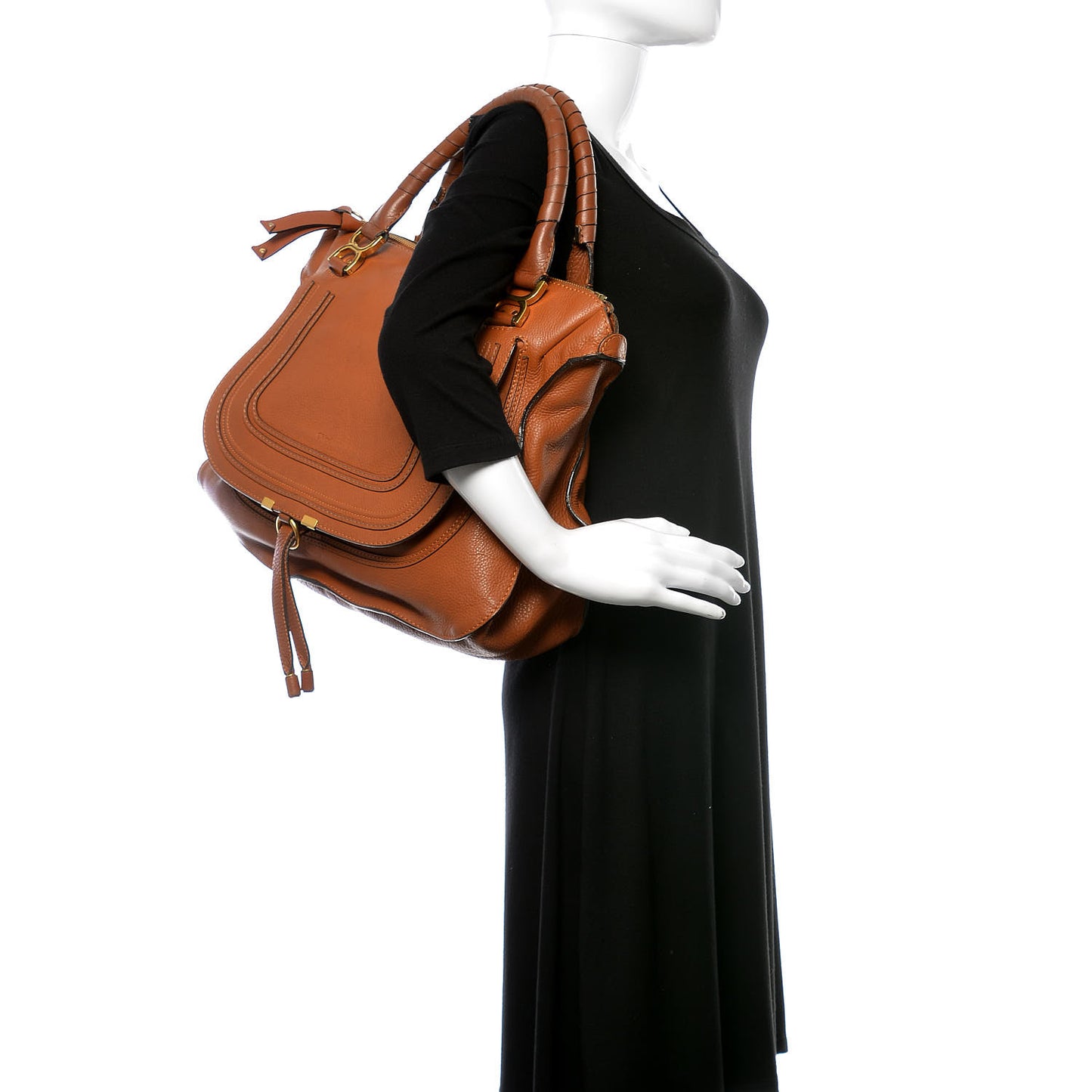 Calfskin Large Marcie Satchel Tan