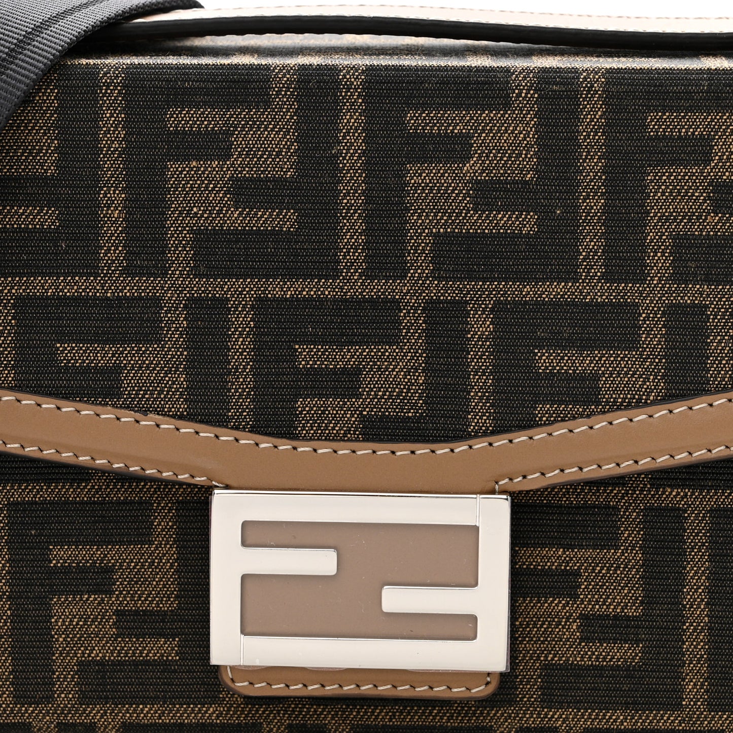 Recycled Fabric Jacquard Vitello King FF 1974 Baguette Soft Trunk Tobacco Moro Sand