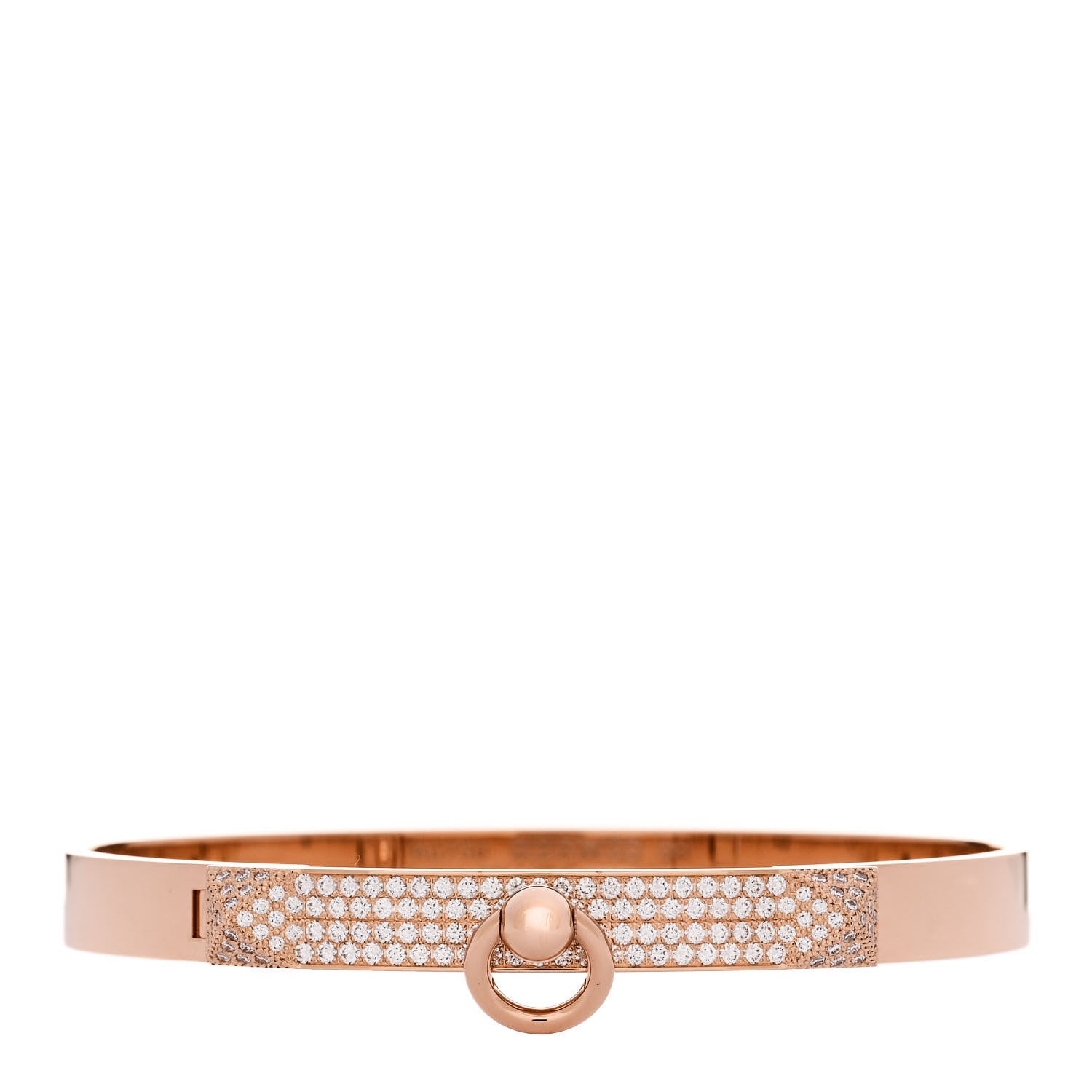 Hermes 18K Rose Gold Diamond PM Collier De Chien Pave Bracelet SH 1 of 4