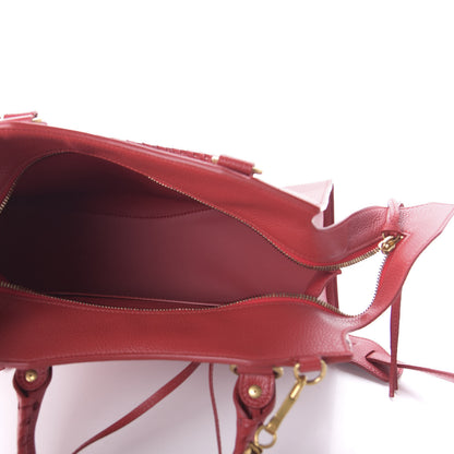 Balenciaga Grained Calfskin Neo Classic Gold Hardware S City Medium Red 5 of 9