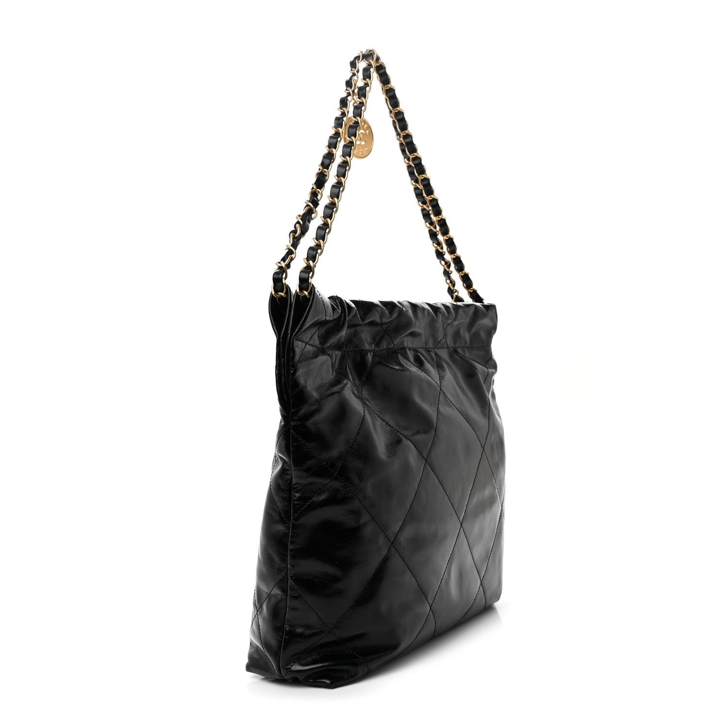 Shiny Calfskin Quilted Small Chanel 22 Black