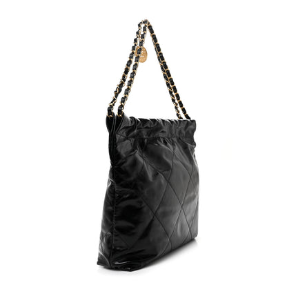 Chanel Shiny Calfskin Quilted Small Chanel 22 Black 4 of 12