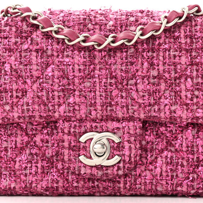 Chanel Metallic Tweed Quilted Mini Rectangular Flap Pink 8 of 11