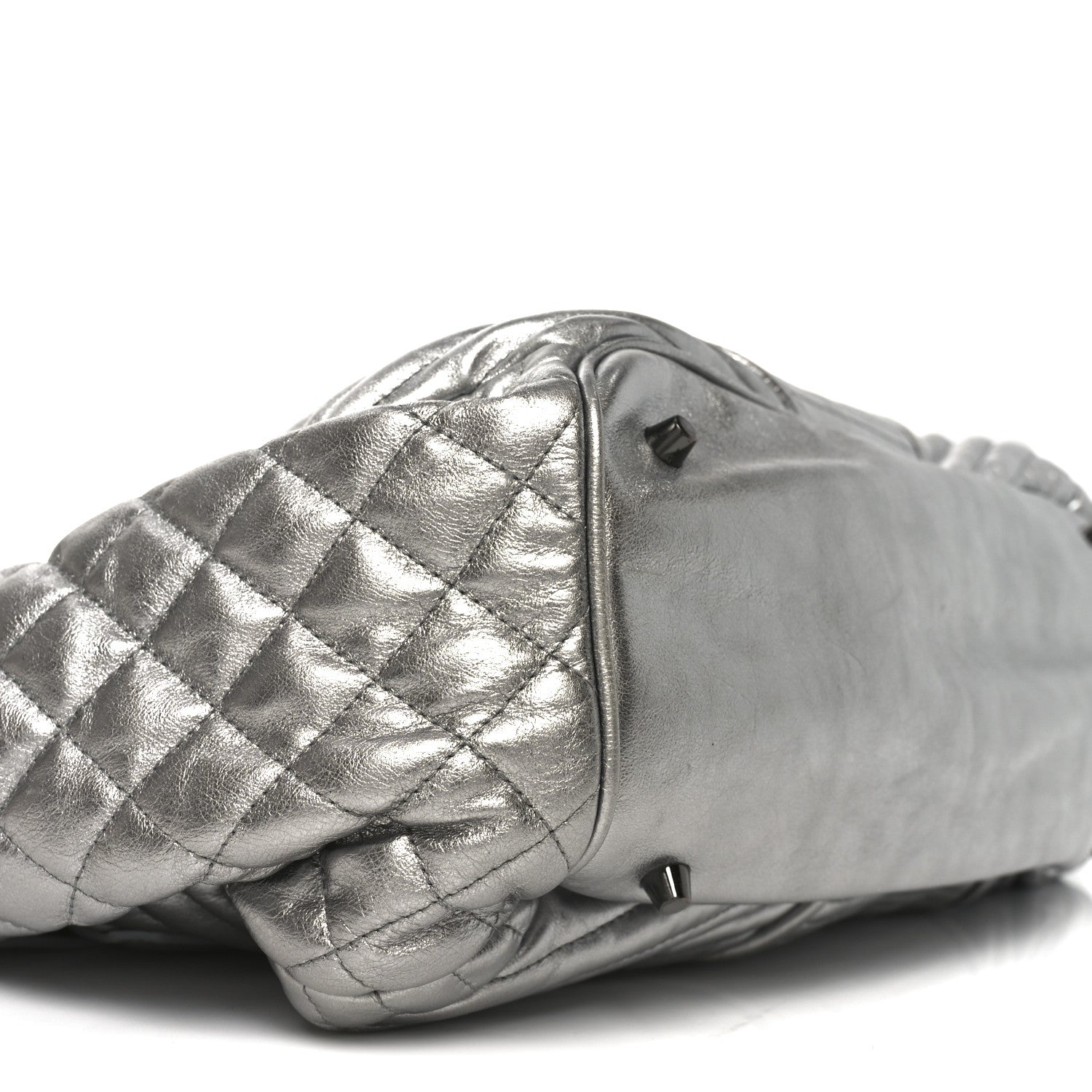 Burberry Metallic Calfskin Winnieford Satchel Silver 8 of 9