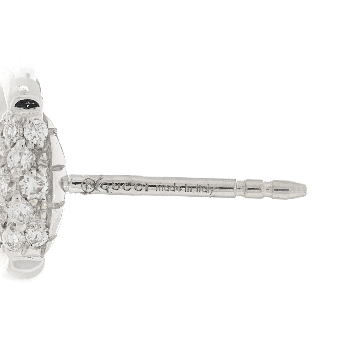 Gucci 18K White Gold Diamond Horsebit Earrings 4 of 5