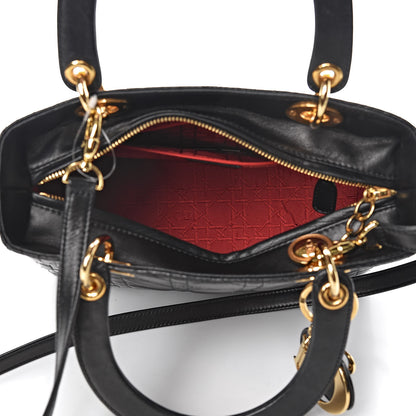 Christian Dior Lambskin Cannage Medium Lady Dior Black 5 of 11