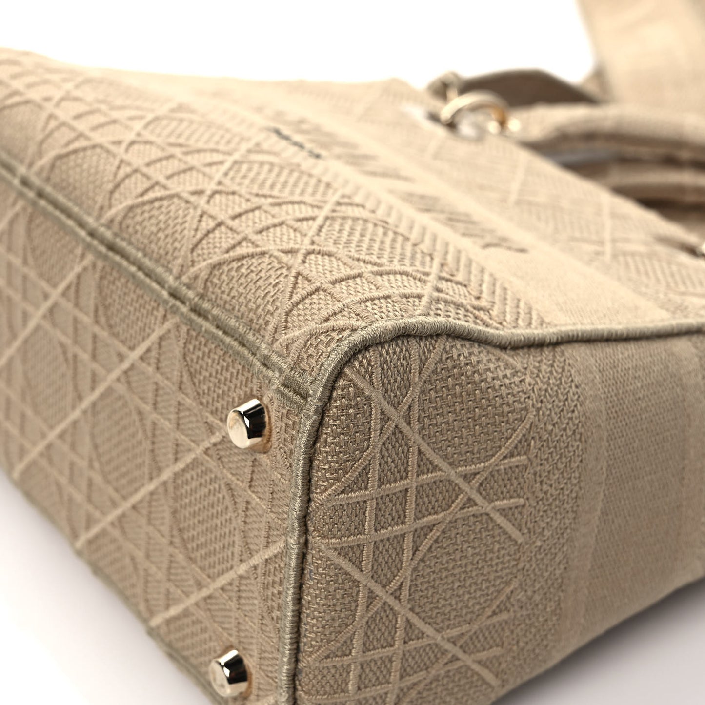 Canvas Embroidered Cannage Medium Lady D-Lite Beige