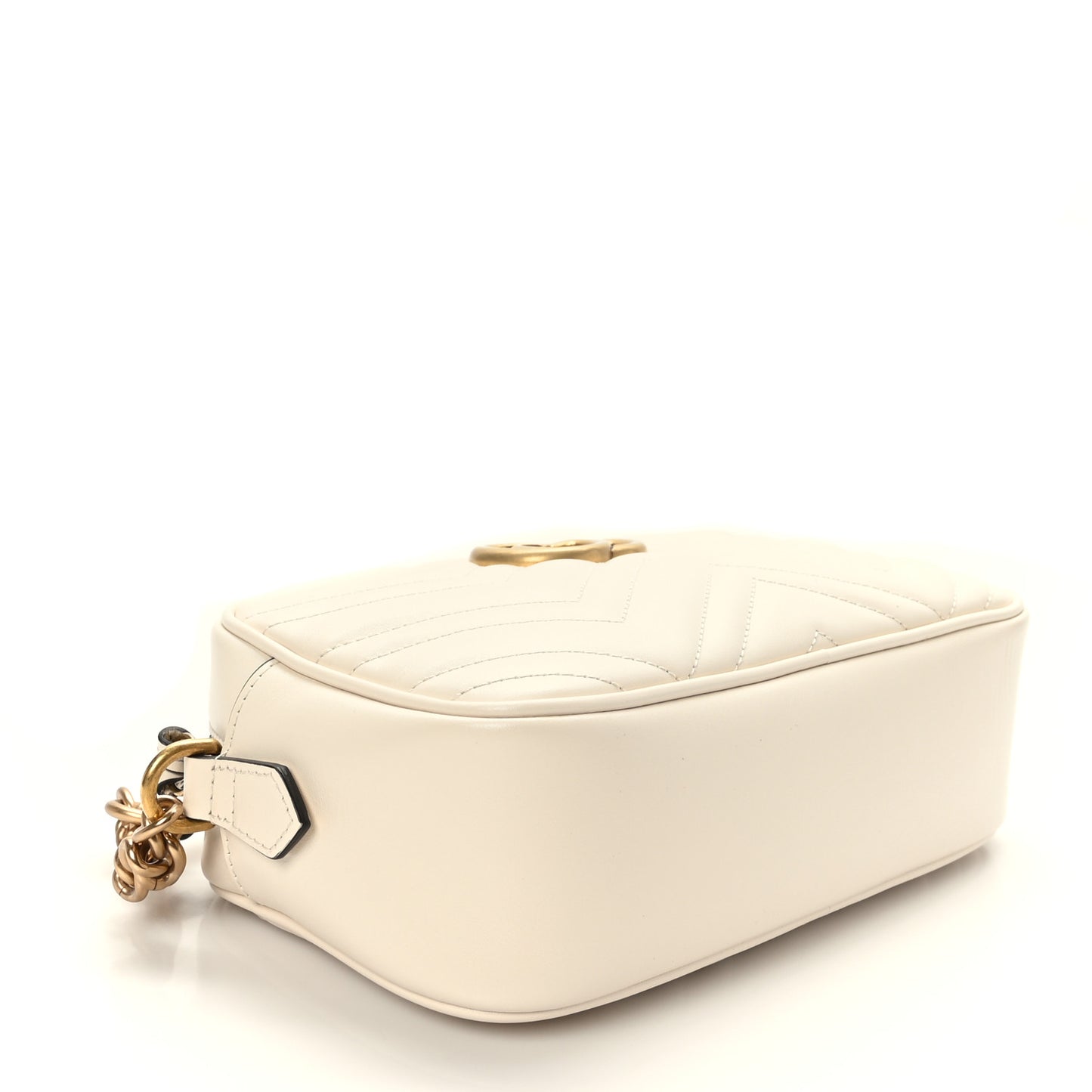 Calfskin Matelasse Small GG Marmont Chain Shoulder Bag White