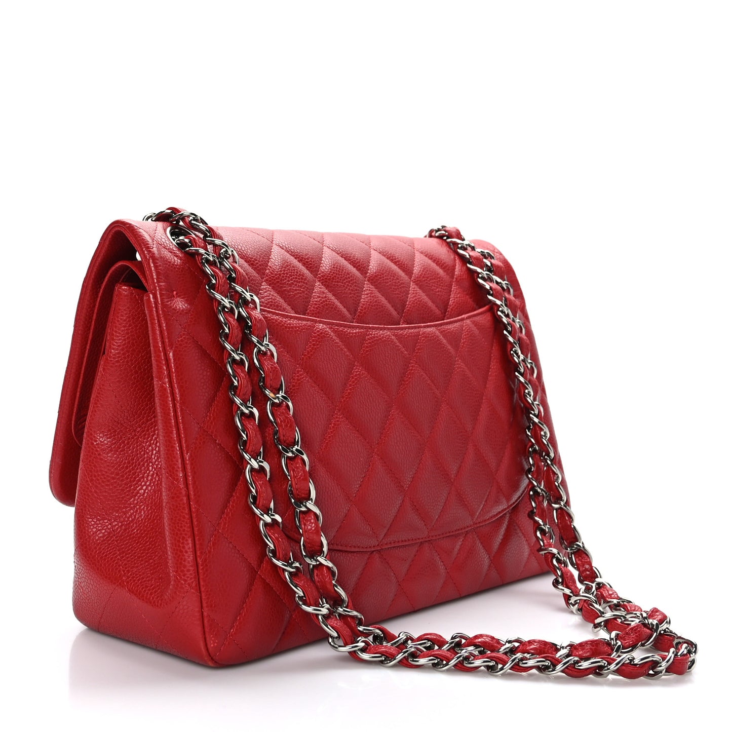 Caviar Quilted Jumbo Double Flap Red