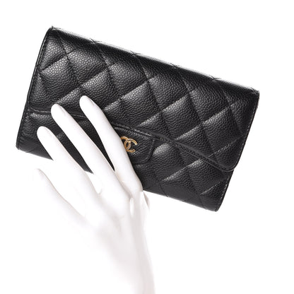 Chanel Caviar Quilted Long Flap Wallet Black 2 of 9