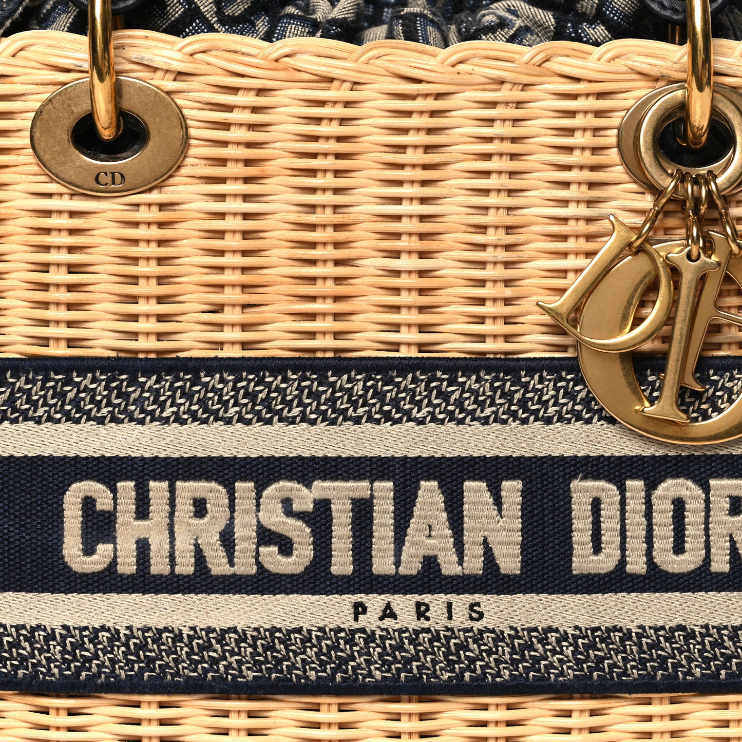 Wicker Oblique Medium Lady Dior Bag Blue