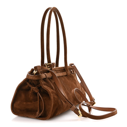 Prada Suede Triangle Medium Bonnie Shoulder Bag Cacao 3 of 10