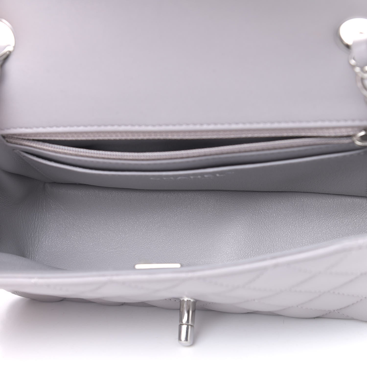 Chanel Lambskin Quilted Mini Rectangular Flap Grey 5 of 12
