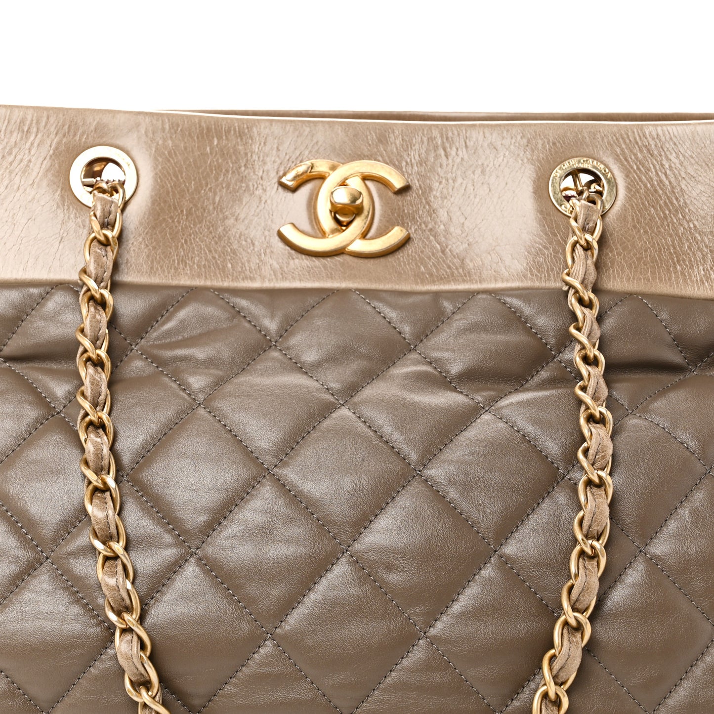 Calfskin Quilted Large Soft Elegance Tote Brown