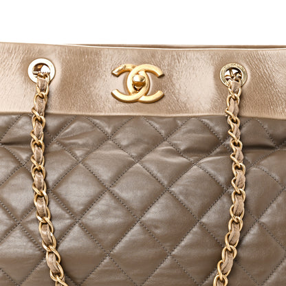 Chanel Calfskin Quilted Large Soft Elegance Tote Brown 8 of 11