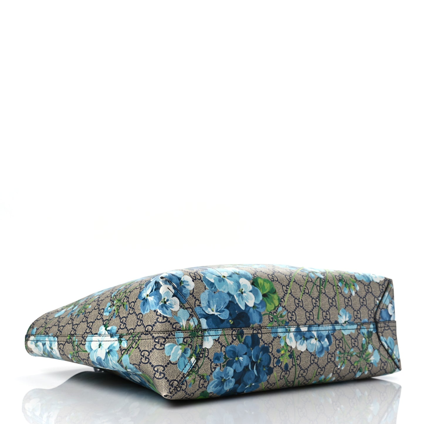 GG Supreme Monogram Blooms Medium Reversible Tote Beige Blue Navy