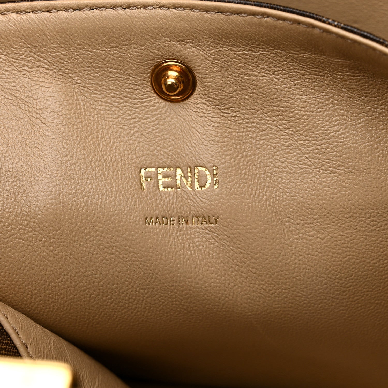Fendi Vitello Seta Glazed Fabric FF 1974 Large Peekaboo X-Lite Maya Mogano Panna 6 of 11