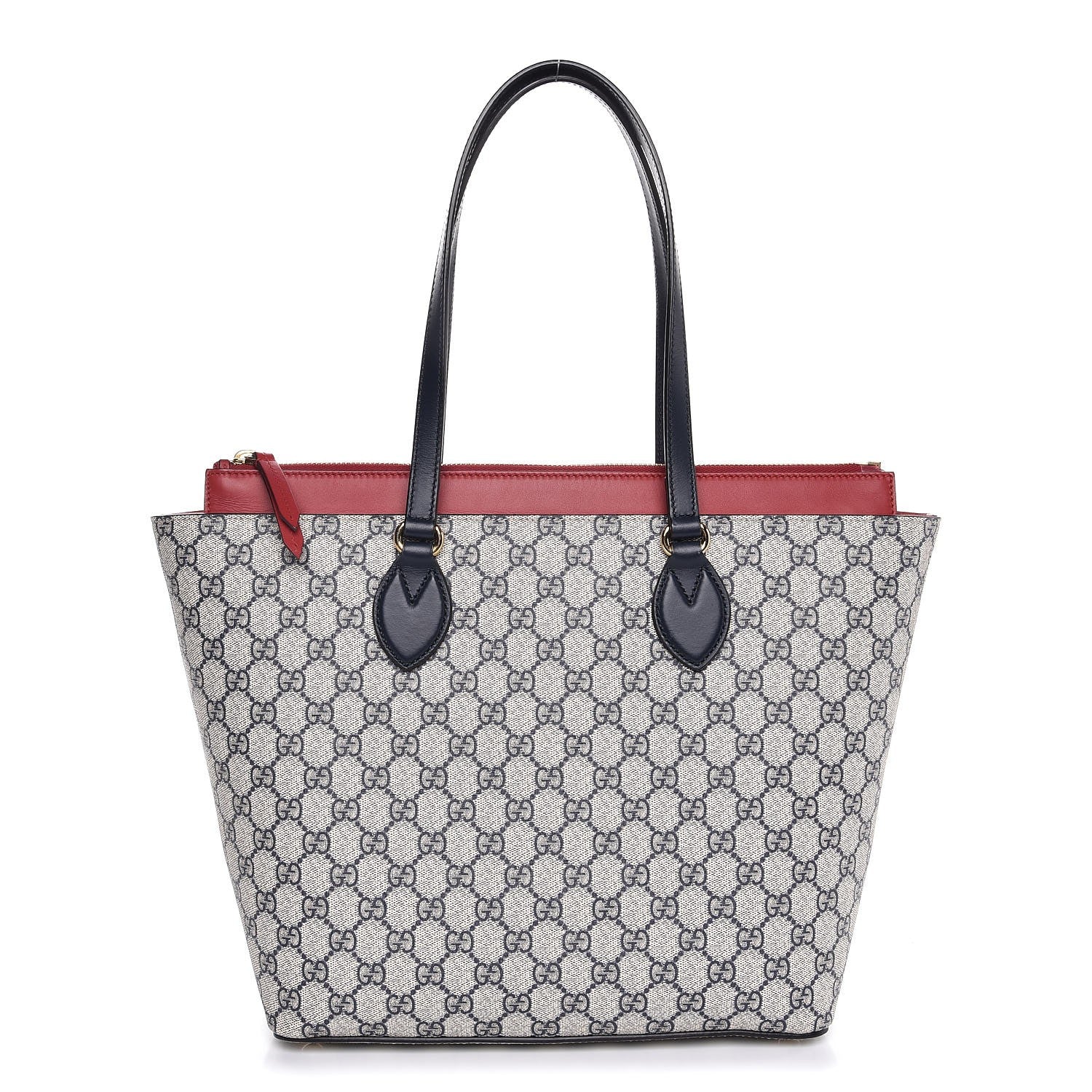 Gucci GG Supreme Monogram Medium Zippered Bucket Tote Beige Blue Hibiscus Red 1 of 8