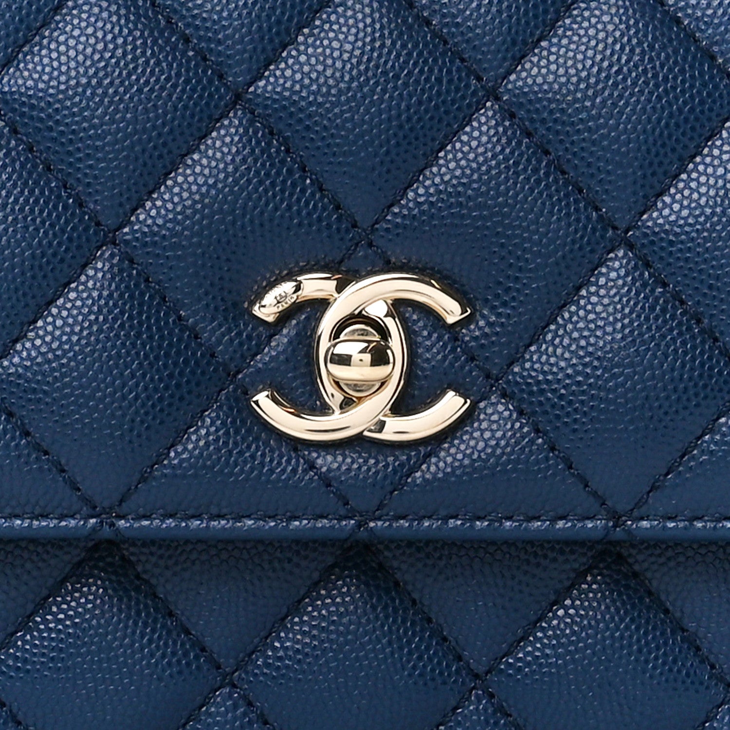 Chanel Caviar Quilted Lizard Embossed Mini Coco Handle Flap Navy Blue 9 of 12