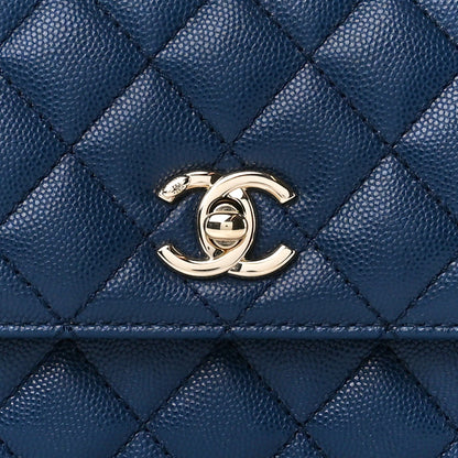 Chanel Caviar Quilted Lizard Embossed Mini Coco Handle Flap Navy Blue 9 of 12