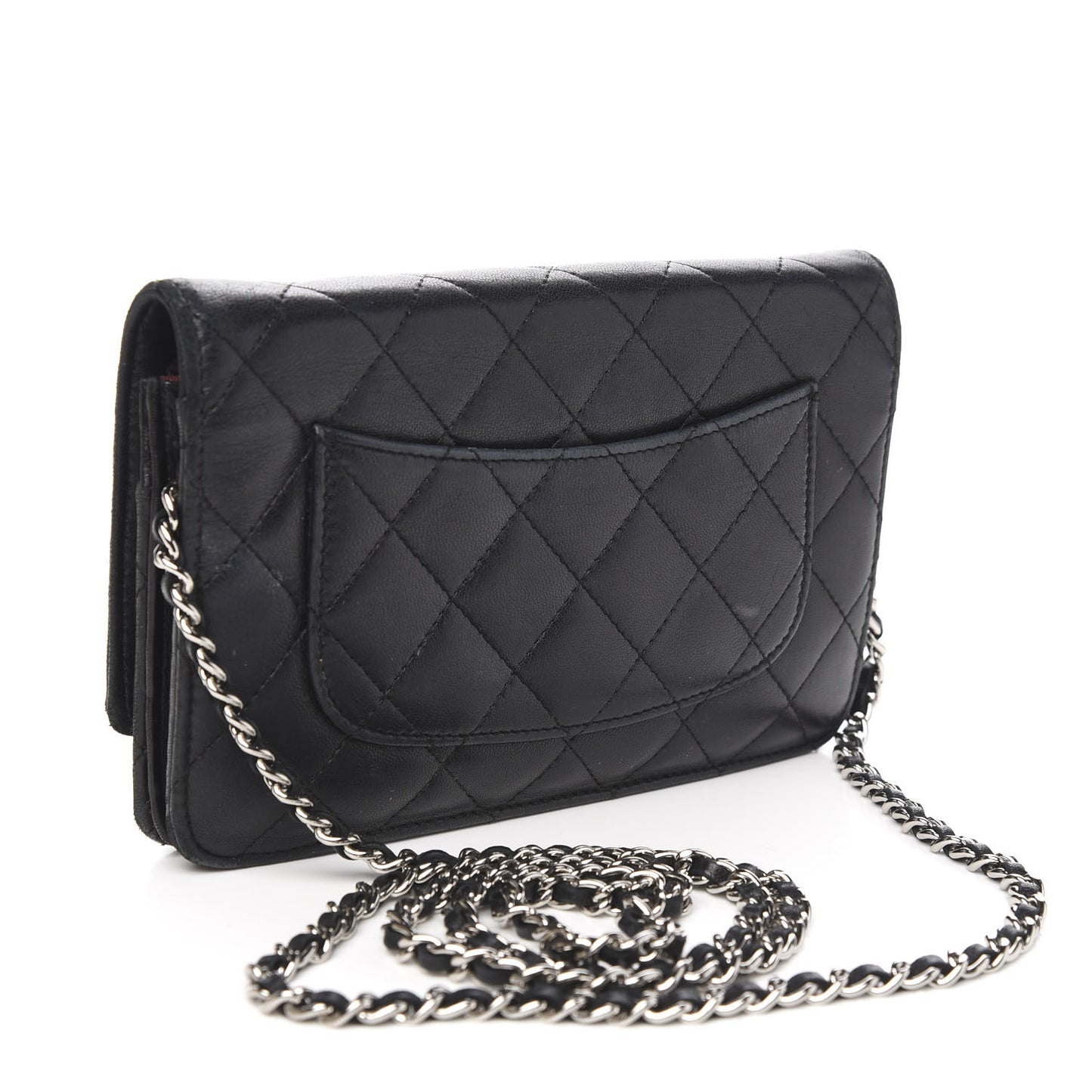 Lambskin Quilted Wallet On Chain WOC Black