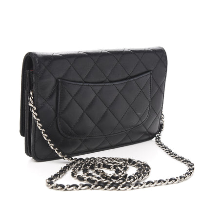 Chanel Lambskin Quilted Wallet On Chain WOC Black 2 of 10