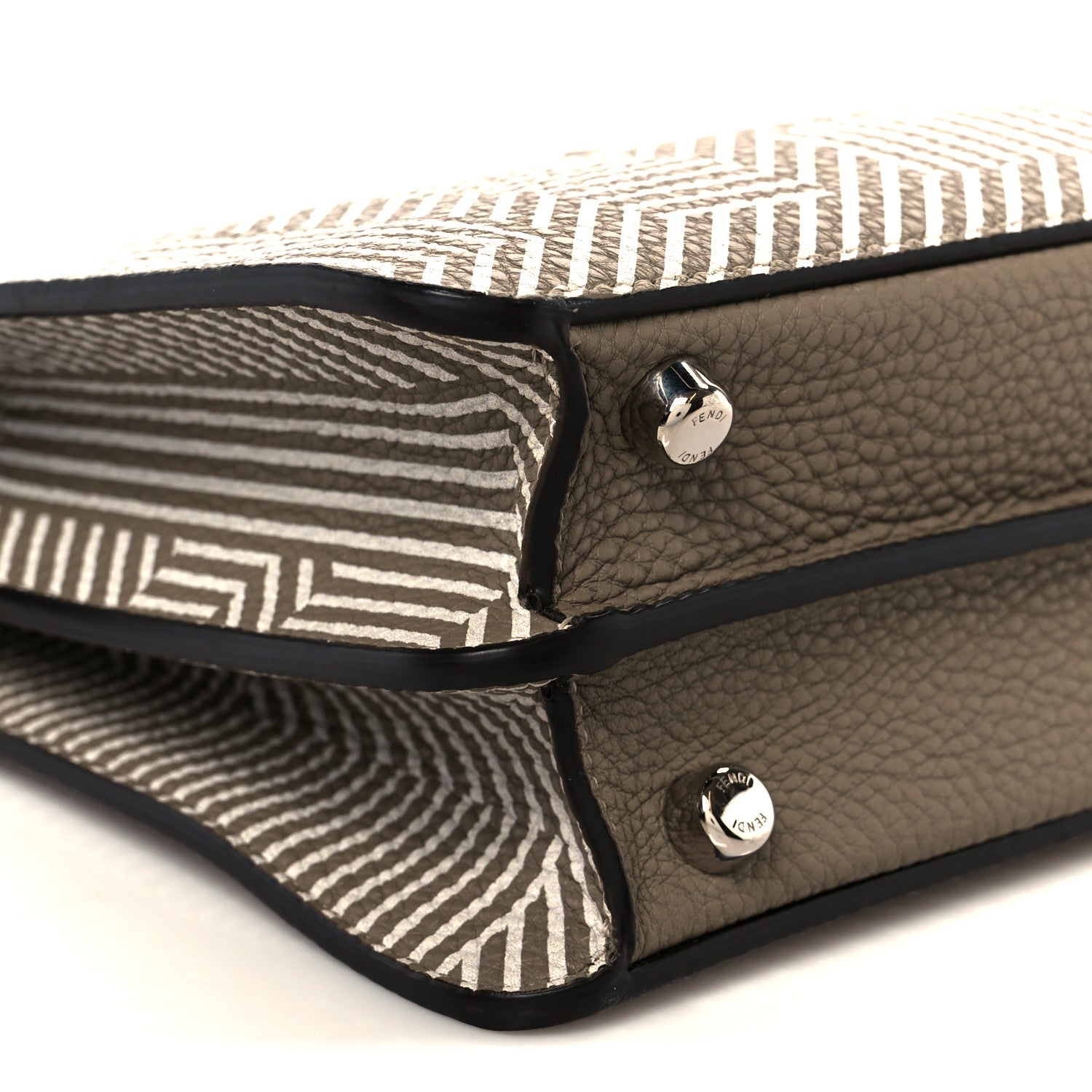 Fendi Cuoio Romano Striped Macro FF Bicolor Mini Peekaboo I SEE U Satchel Ghianda 10 of 11