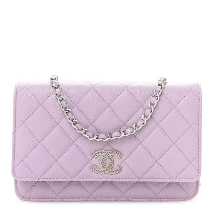 Chanel Caviar Quilted CC Logo Wallet on Chain WOC Purple 1 of 12