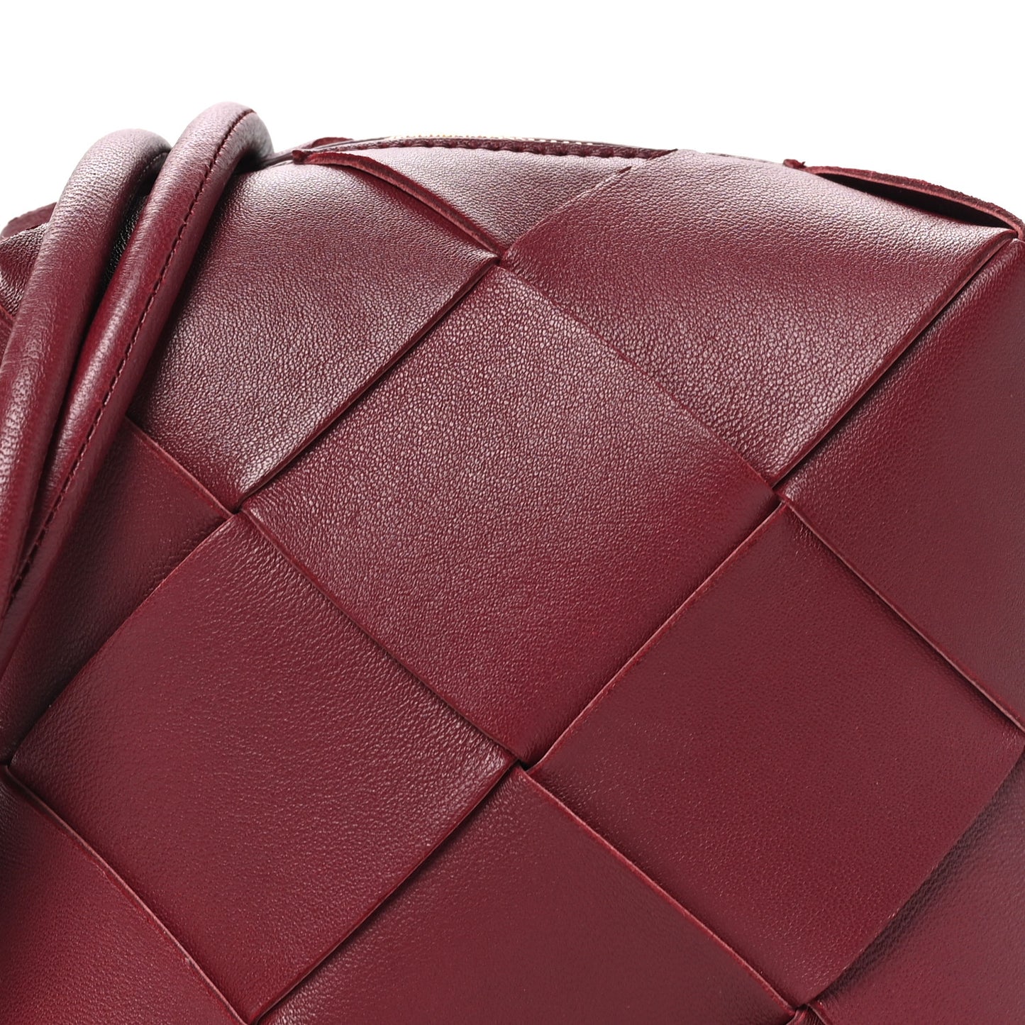 Lambskin Maxi Intrecciato Mini Cassette Camera Bag Bordeaux