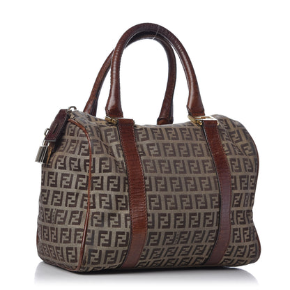 Fendi Zucchino Vitello Small Boston Mogano Panna Bruciato 3 of 11