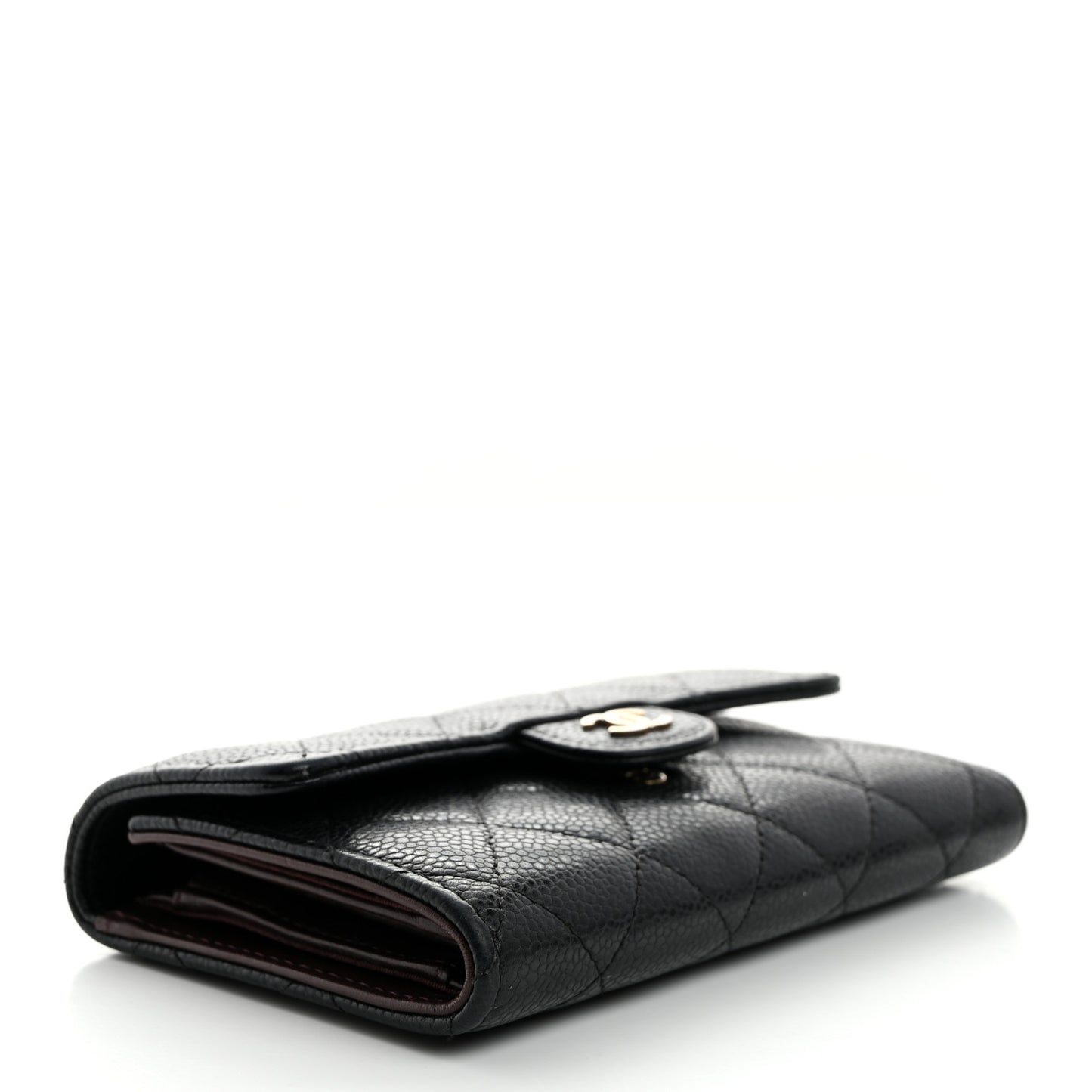 Caviar Quilted Medium Flap Wallet Black