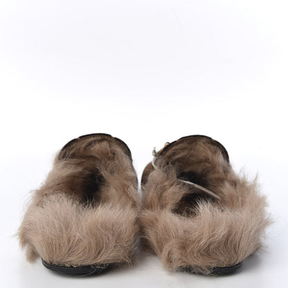 Gucci Velvet GG Monogram Fur Womens Princetown Slippers 37.5 Brown Black Natural 6 of 9