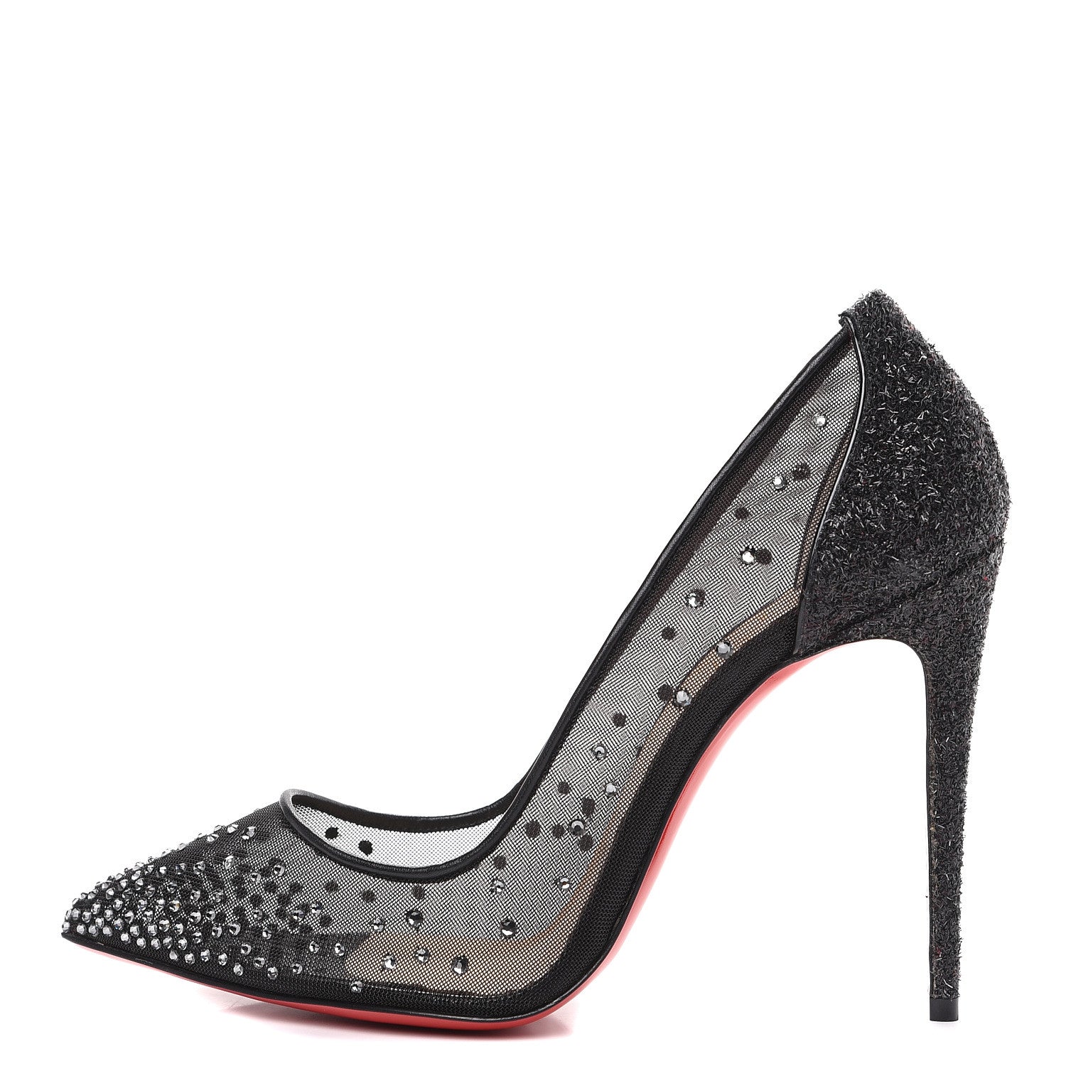 Christian Louboutin Rete Glitter Mini Specchio Strass Follies 100 Pumps 38 Black 1 of 9