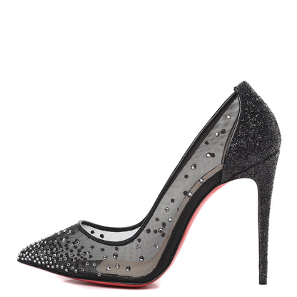 Christian Louboutin Rete Glitter Mini Specchio Strass Follies 100 Pumps 38 Black 1 of 9
