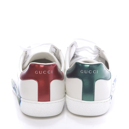Gucci Calfskin Nappa LOVED Print Mens Ace Sneakers 10 White Red Flame Green 5 of 11