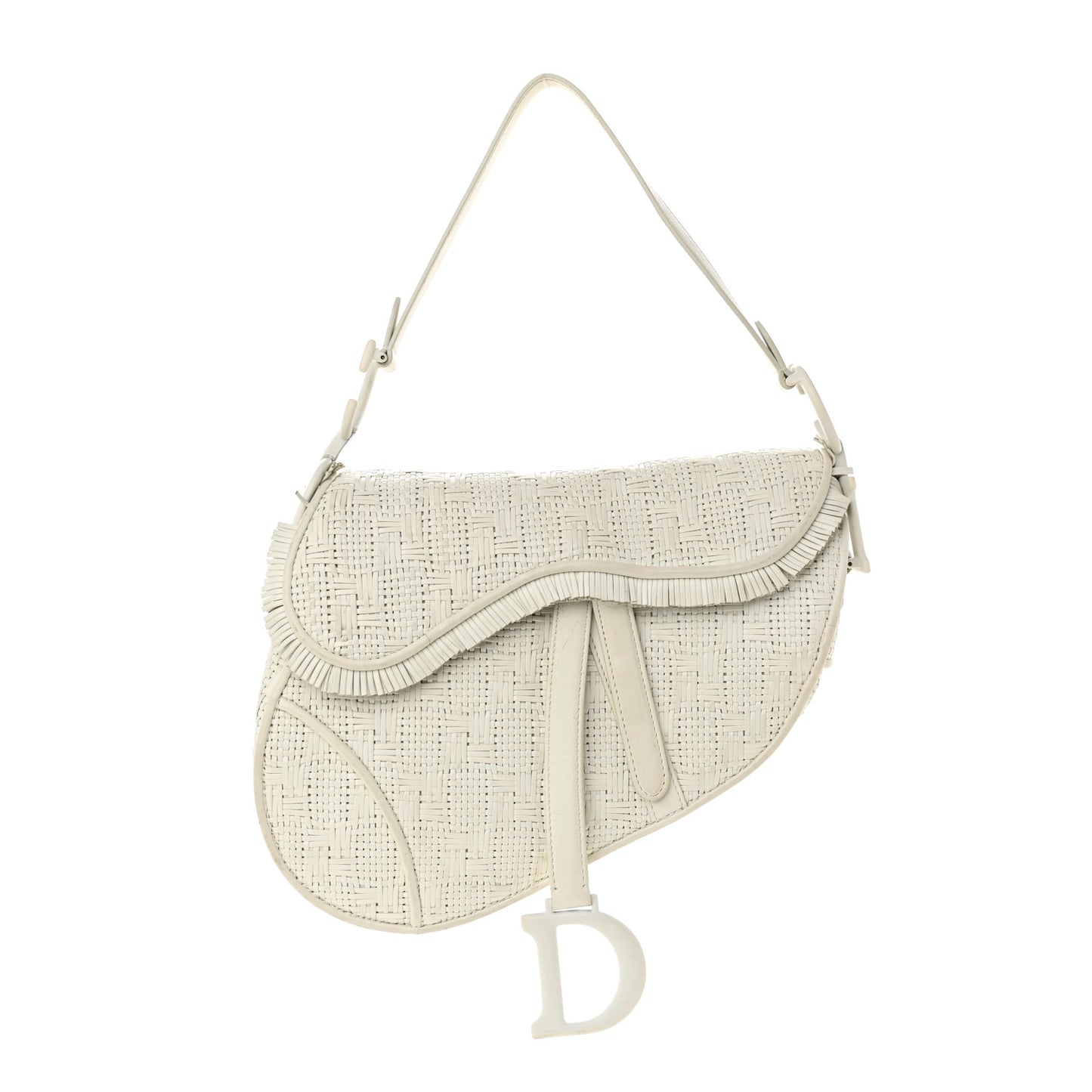Ultra Matte Woven Saddle Bag White