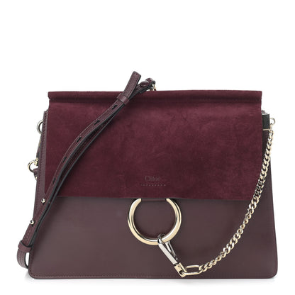 Chloe Calfskin Suede Medium Faye Shoulder Bag Intense Violine 1 of 9