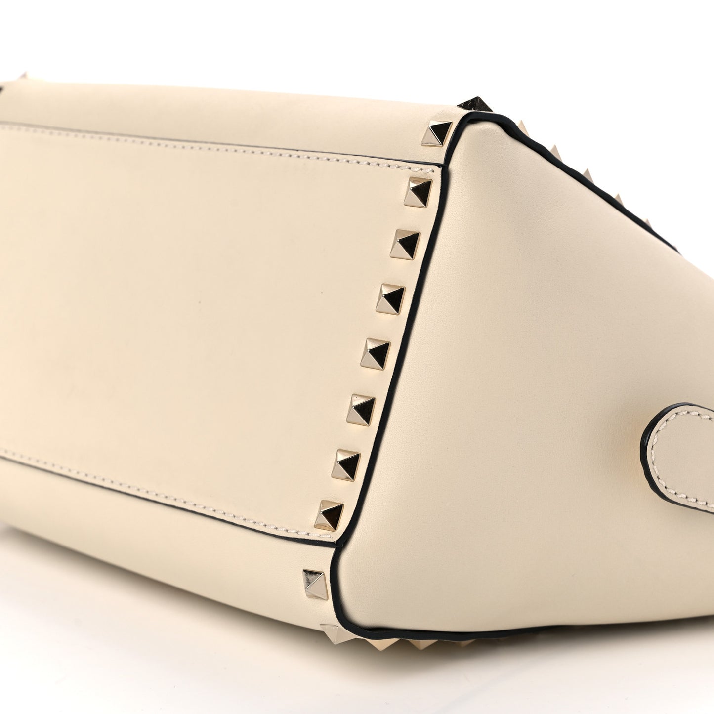 Vitello Small Rockstud Double Handle Tote Ivory