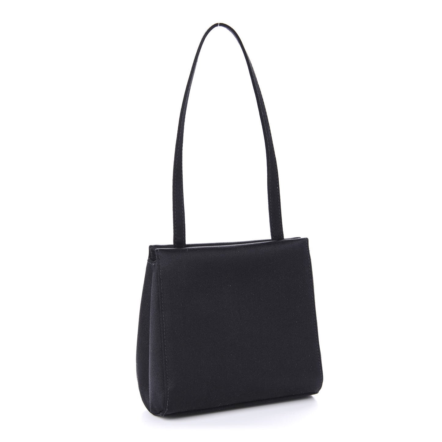 Satin Crystal Small Camellia Evening Bag Black