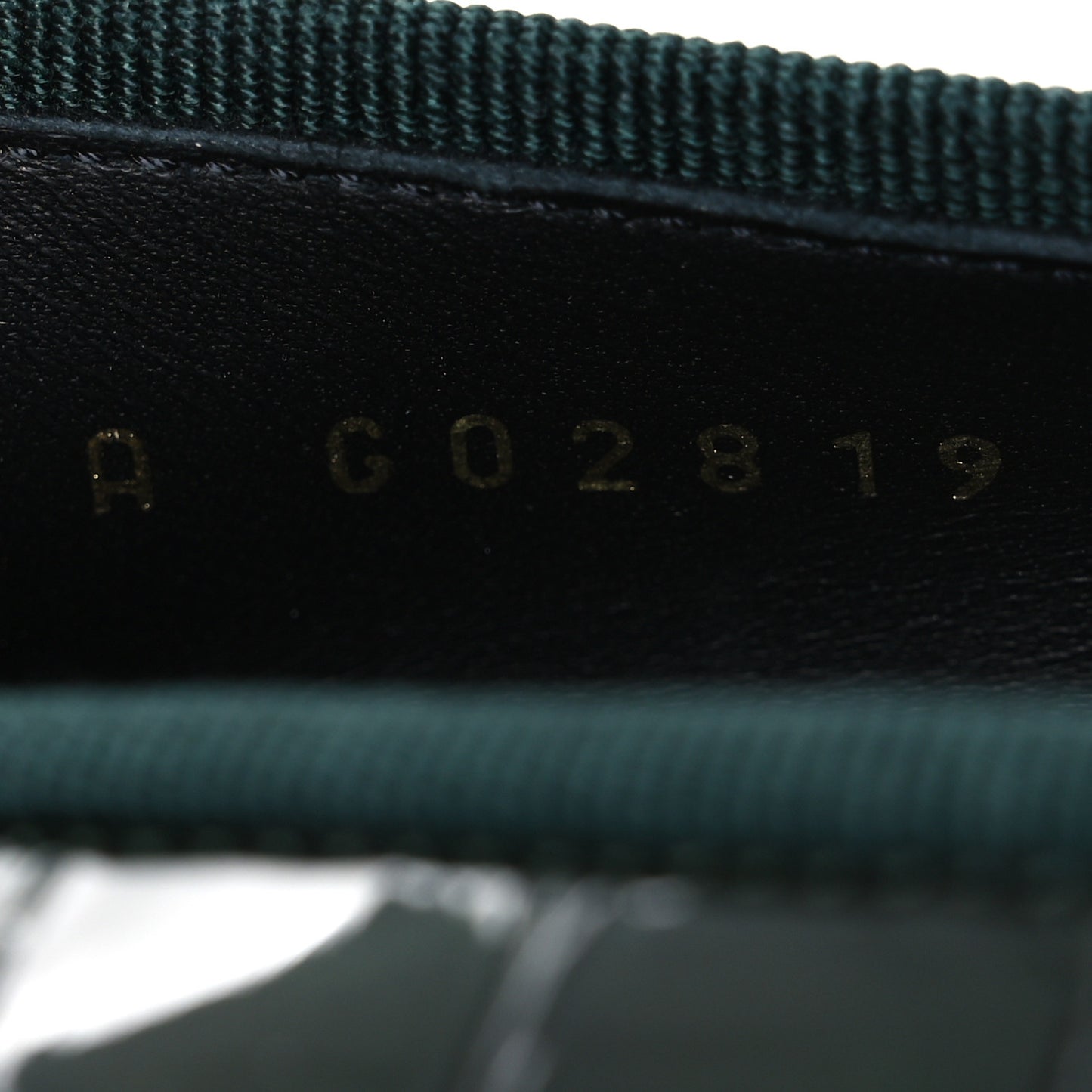 Crocodile Embossed Patent Calfskin Ballet Flats 38.5 Dark Green Black