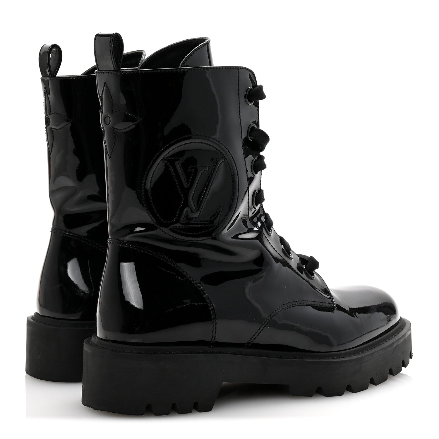 Louis Vuitton Patent Territory Ranger Boots 38 Black 5 of 10