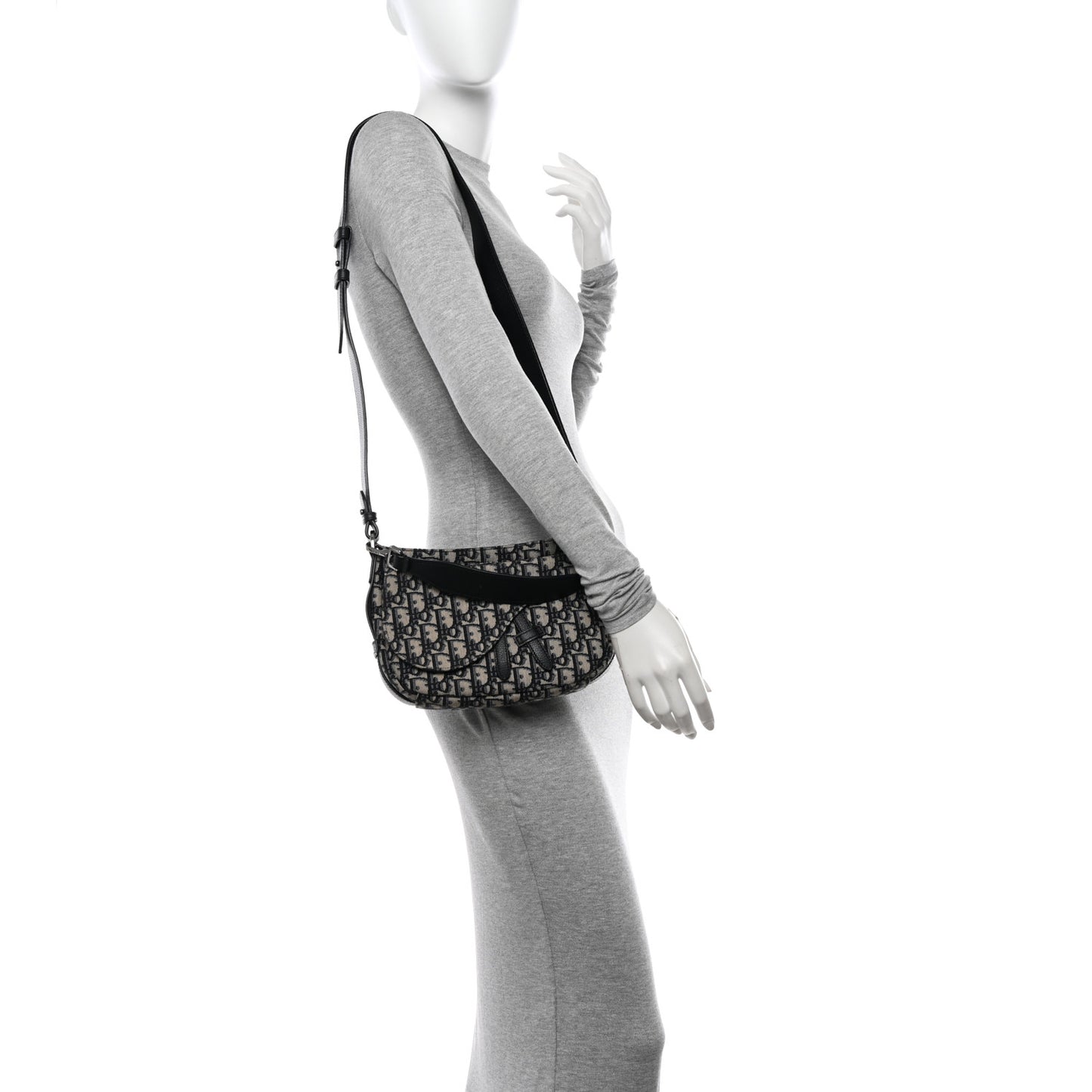 Oblique Mini Soft Saddle Bag Beige Black