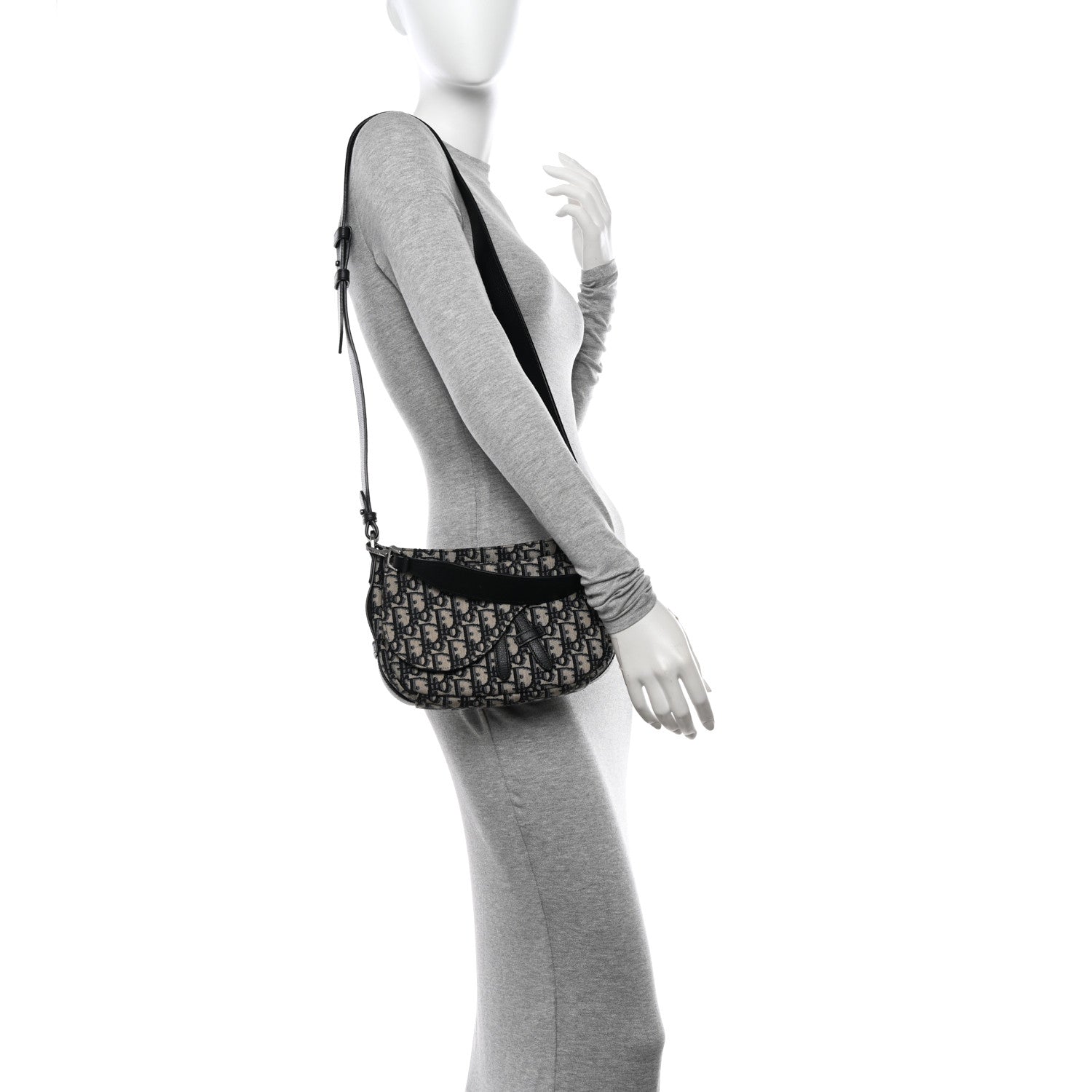 Christian Dior Oblique Mini Soft Saddle Bag Beige Black 2 of 12