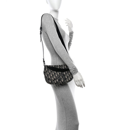 Christian Dior Oblique Mini Soft Saddle Bag Beige Black 2 of 12