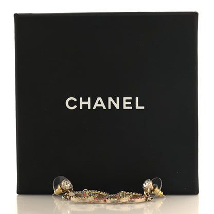 Chanel Crystal CC Drop Earrings Gold Multicolor 5 of 5