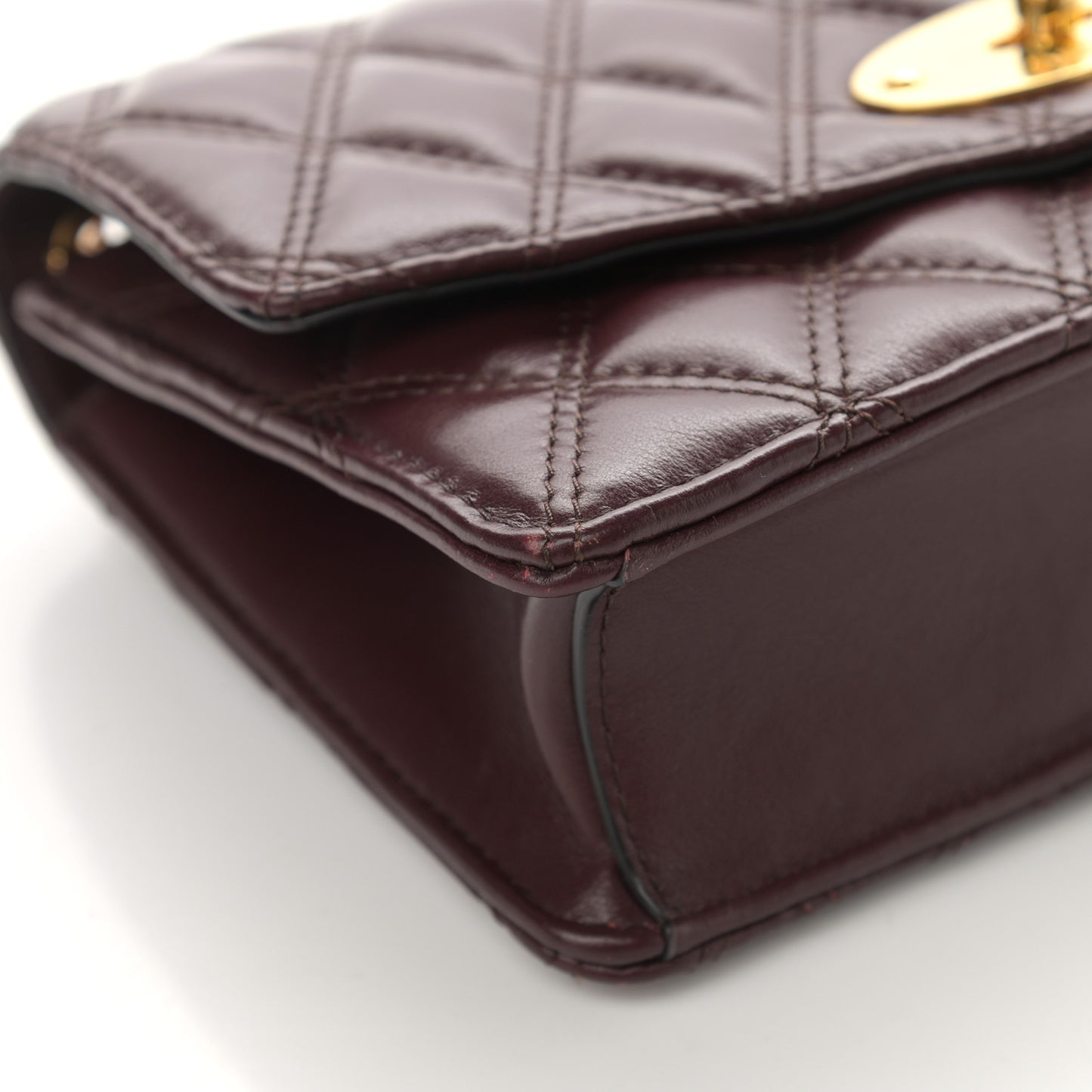 Smooth Calfskin Quilted Small Darley Shoulder Bag Burgundy