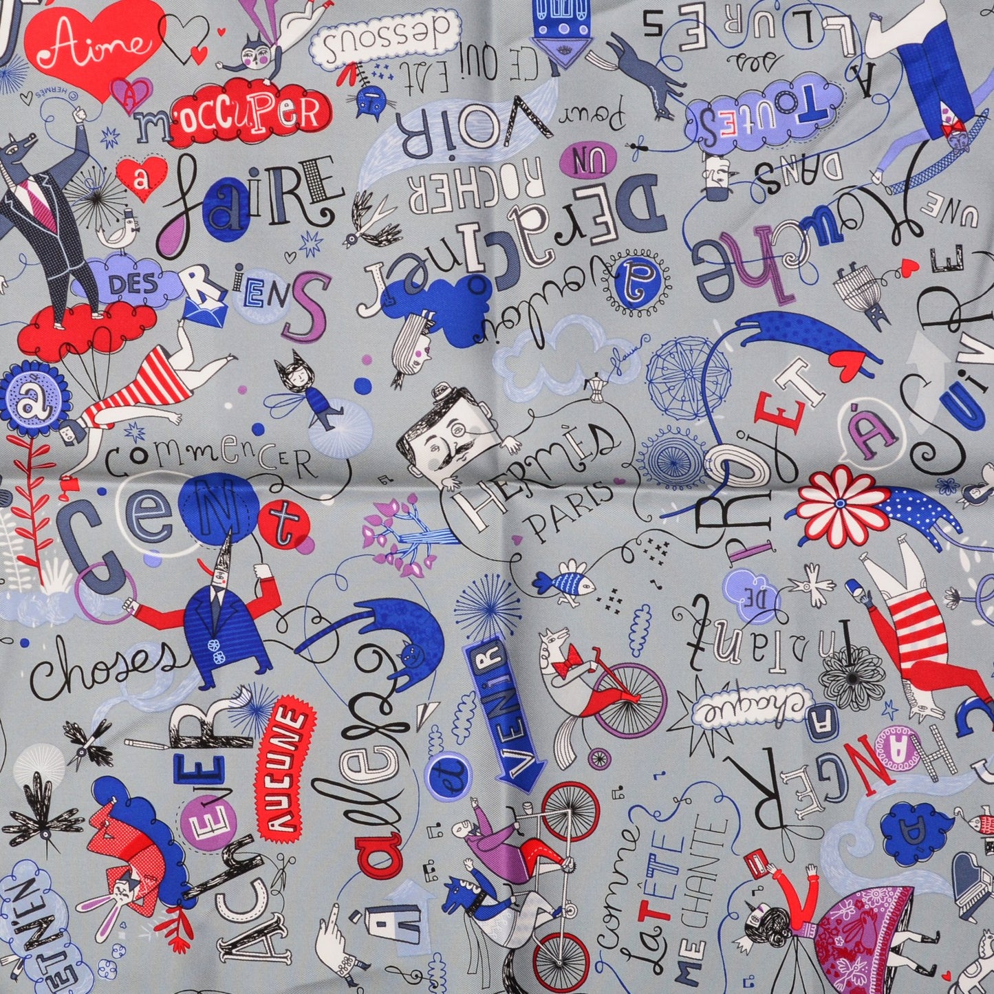 Silk Les Confessions Pocket Square Gris Bleu Rouge