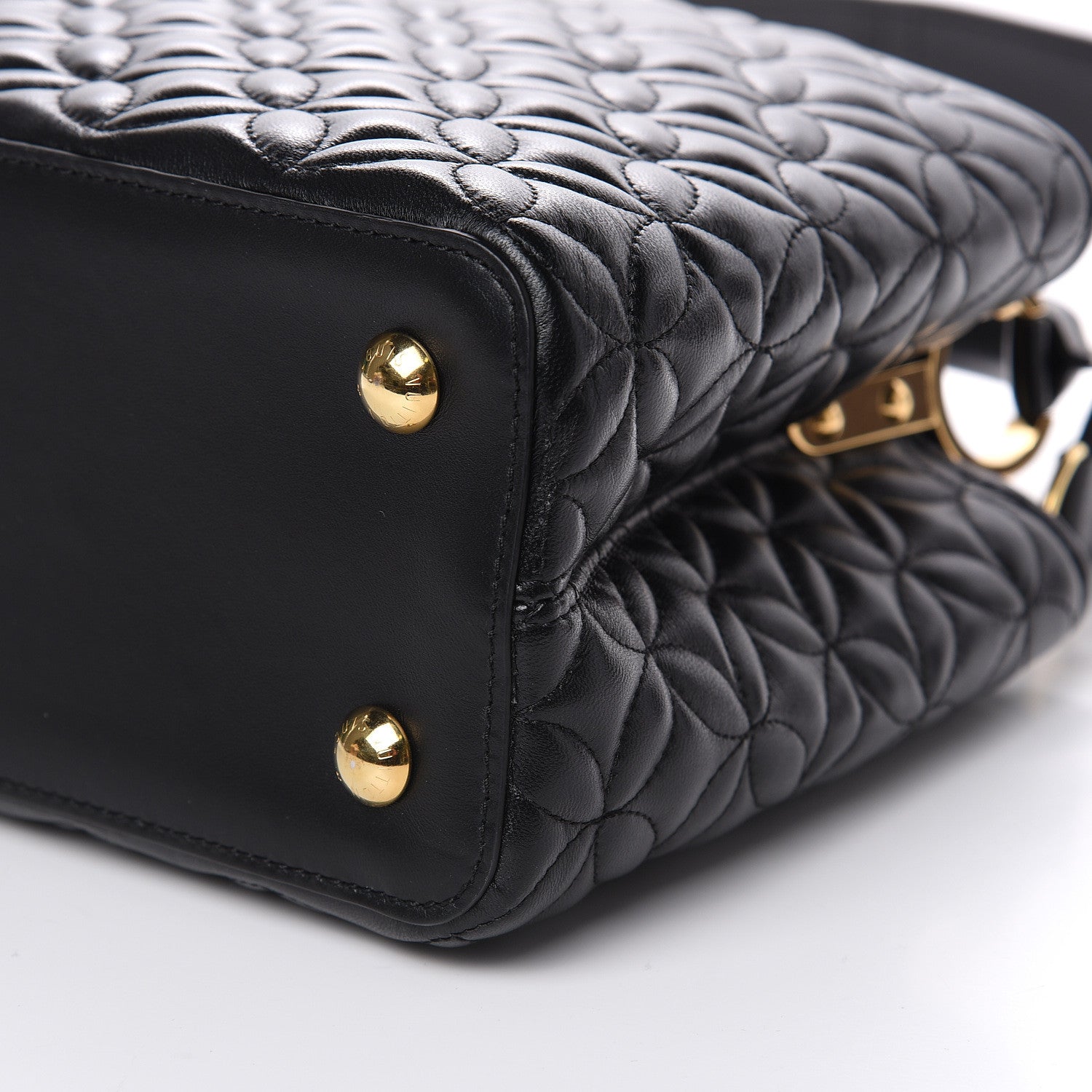 Louis Vuitton Lambskin Quilted Flower Capucines PM Black 8 of 10